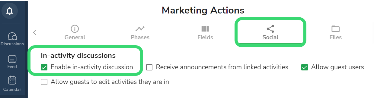 enable activity discussions