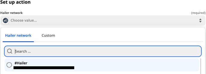 hailer zapier set up action