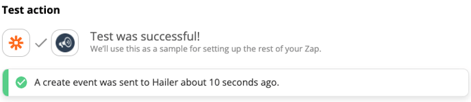 hailer zapier test action
