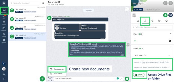 access and create files in hailer chat view