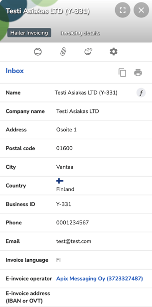 invoicing details