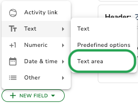 create a new text area field