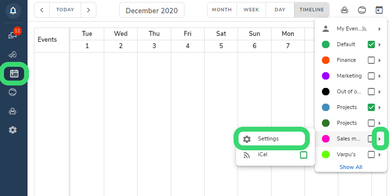 access hailer calendar settings